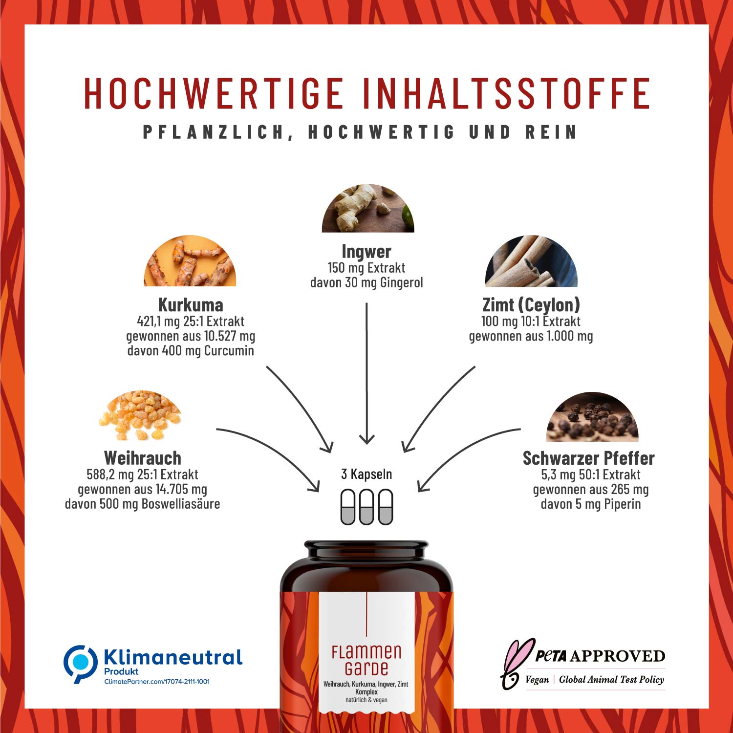 Kurkuma Weihrauch Komplex mit Ingwer und Zimt - Flammengarde - NATURTREU®