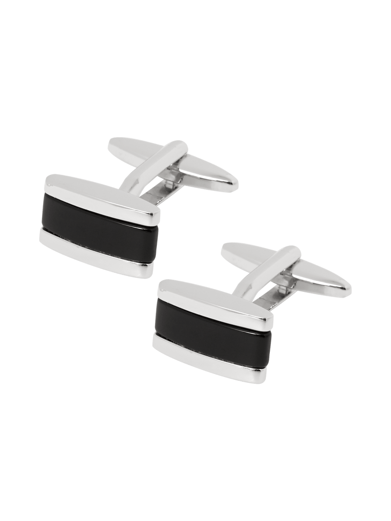 Manschettenknöpfe mit Einfassung in Onyx-Optik in schwarz