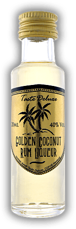 Golden Coconut Rum Liqueur Taste Deluxe 0,02 Liter Golden Coconut Rum Liqueur Taste Deluxe 0,02 Liter Fassgereifter karibischer Gold Rum und das Beste aus sonnengereiften Kokosnüssen sorgen für ein einzigartiges Genusserlebnis. 0,02	 Liter - Vol 40%