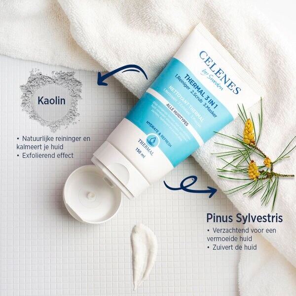 Celenes By Sweden Thermal 3 az 1-ben arctisztító, bőrradír és maszk 150ml, minden bőrtípusra