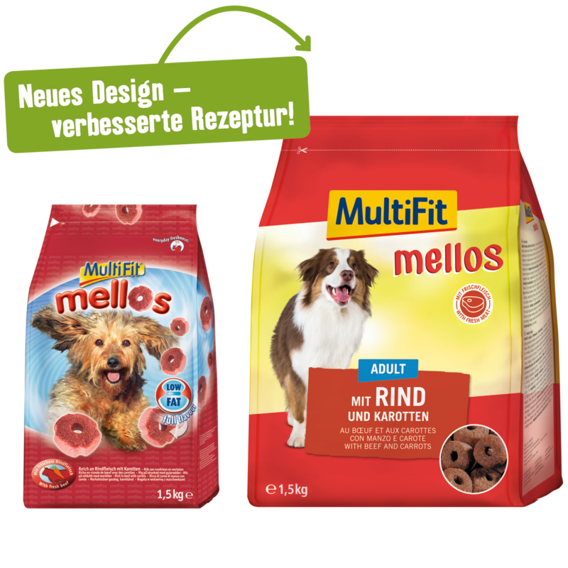 MultiFit Hundetrockenfutter MultiFit Mellos 3x1,5kg Rind und Karotten