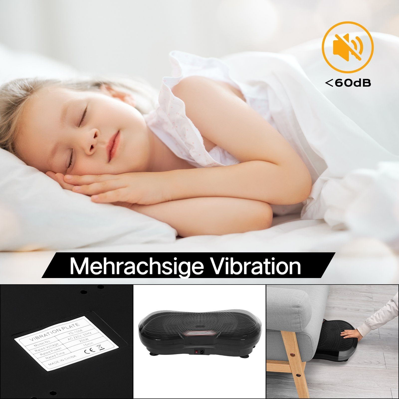 TLGREEN Vibrationsplatte, 120 Intensitätsstufen, (Ganzkörpertraining zu Hause, Body Shaping Muskel Bauen), mit Ultra leisem Motor Fernbedienung