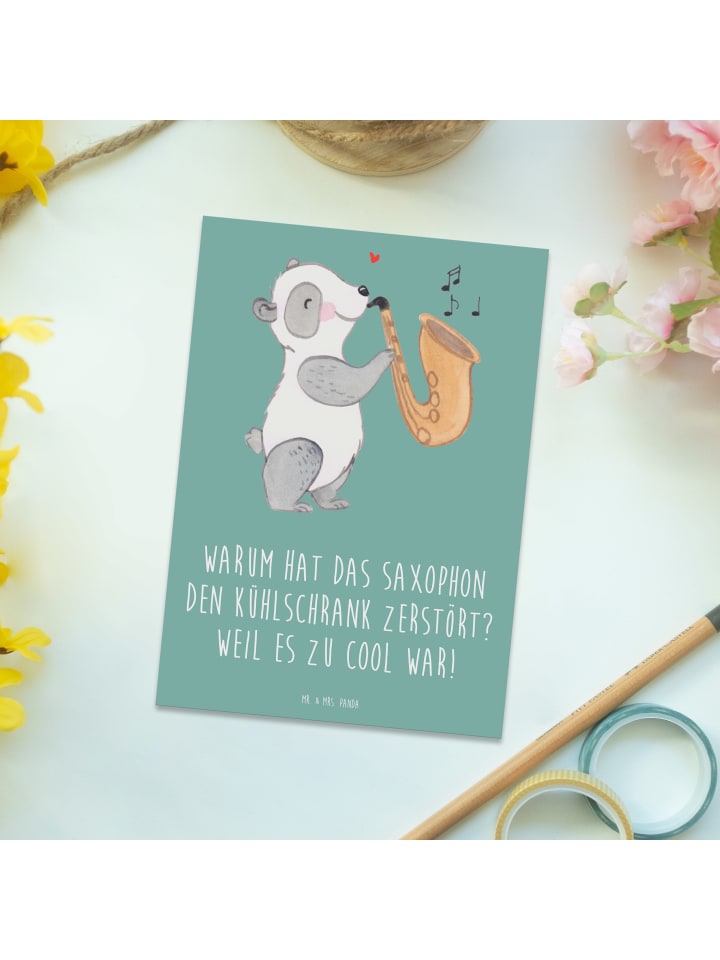 Mr. & Mrs. Panda Postkarte Saxophon Kühlschrank mit Spruch in Meeresbrise günstig kaufen onesize