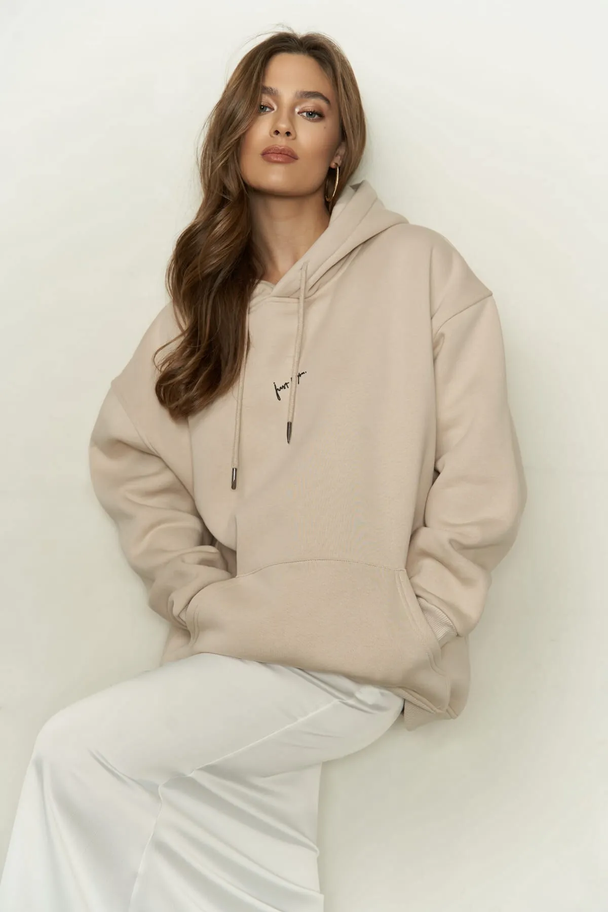 MAİ COLLECTİON  Just Be You Bone Kapuzenpullover