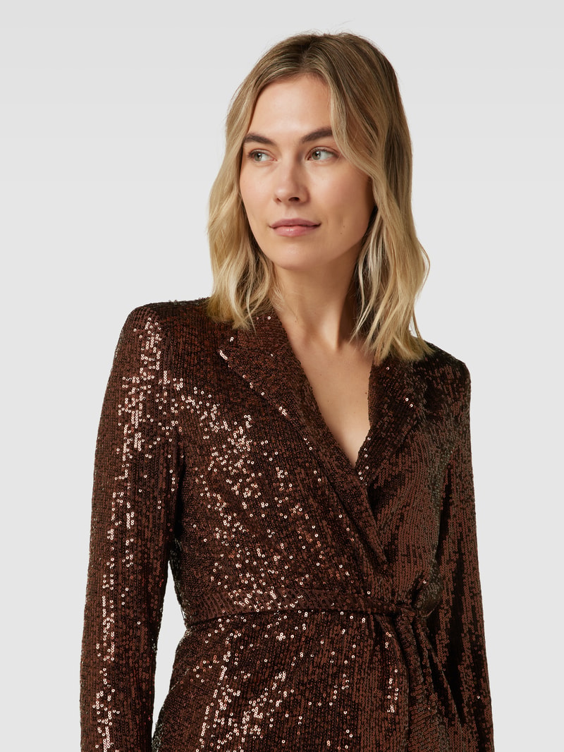 Blazer mit Bindegürtel Modell 'XLENJUEL' in metallic braun