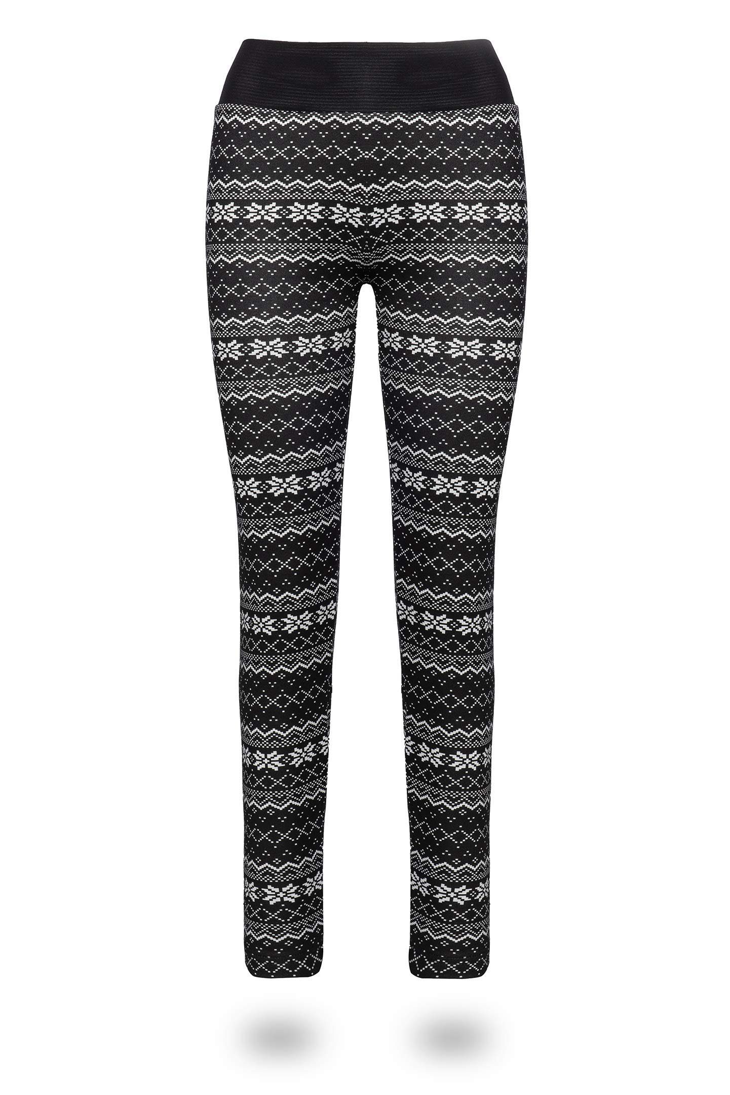 Kendindza Collection Thermoleggings Damen Winter gefüttert warm Innenfleece Winterhose Weihnachten High-Waist Thermoleggings