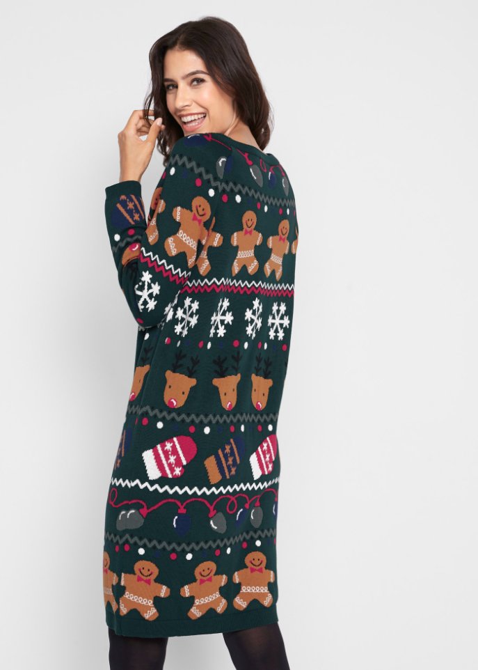 Kurzes Weihnachts-Strickkleid Lebkuchen