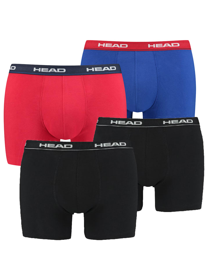 HEAD Boxershorts Basic Boxer 4P in Schwarz/Rot/Blau günstig kaufen