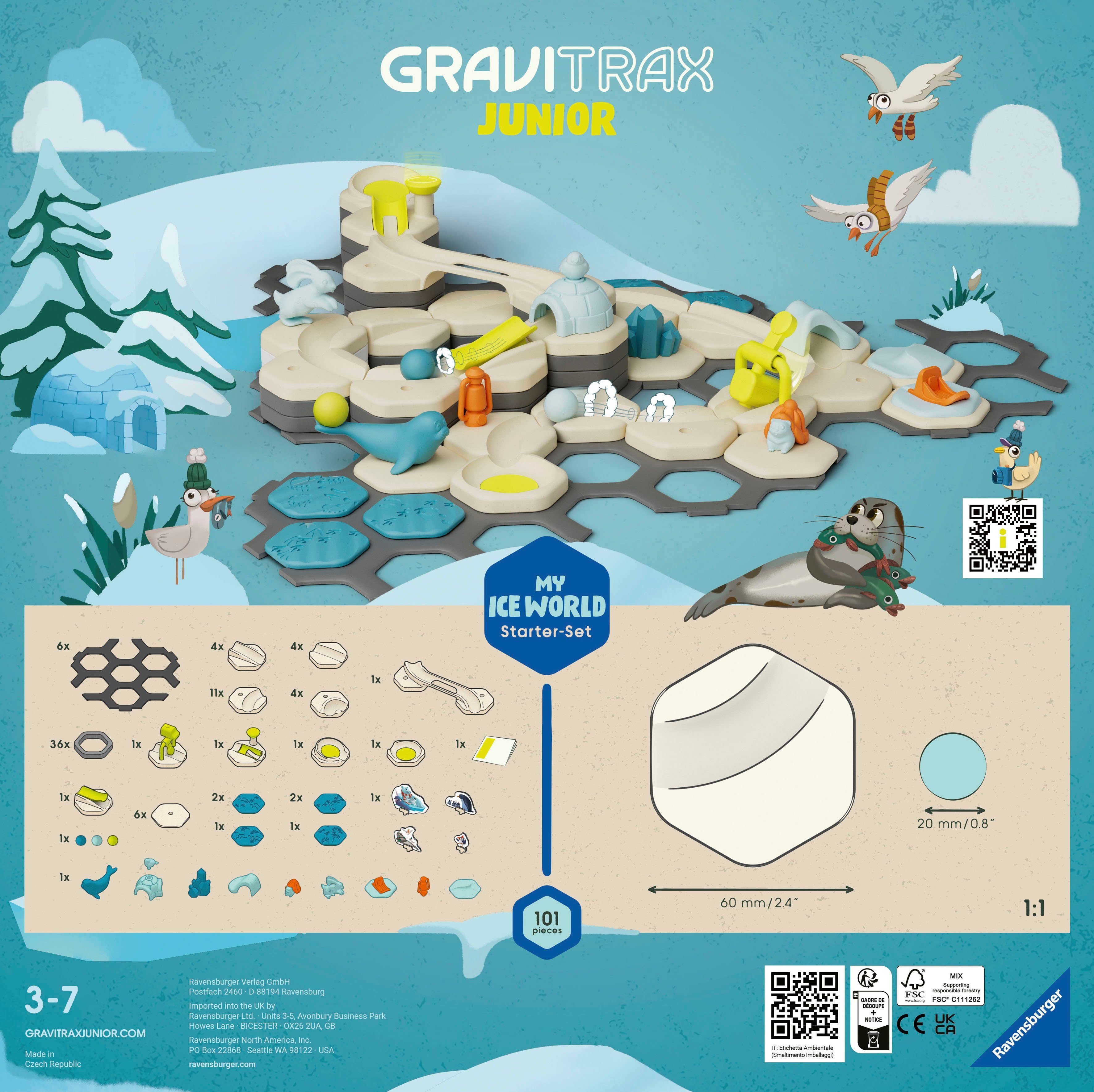Ravensburger Kugelbahn-Bausatz GraviTrax Junior, Starter-Set L Ice, Made in Europe; FSC® - schützt Wald - weltweit
