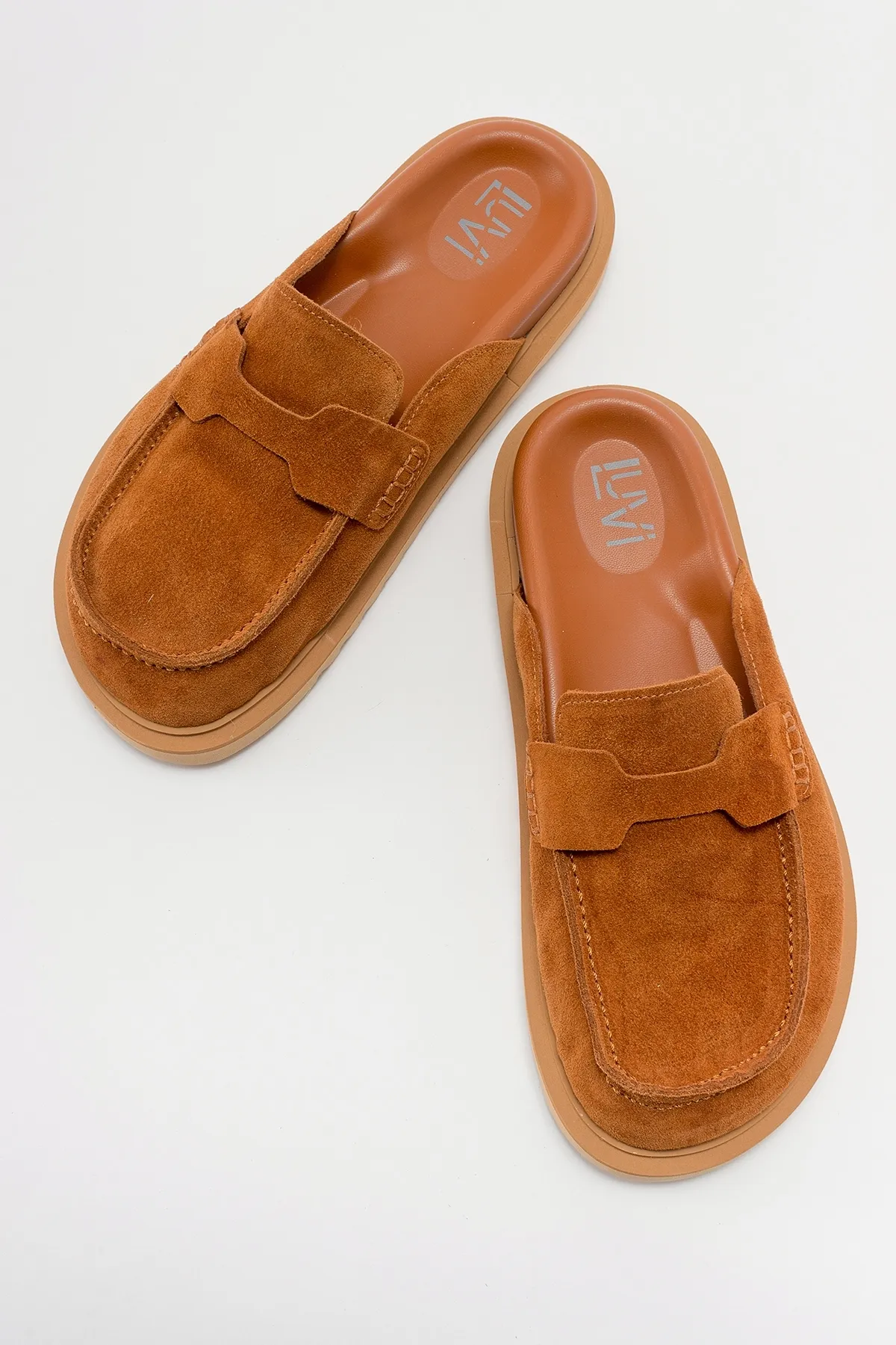 LuviShoes  LAVEN Damen-Hausschuhe aus braunem Wildleder aus echtem Leder