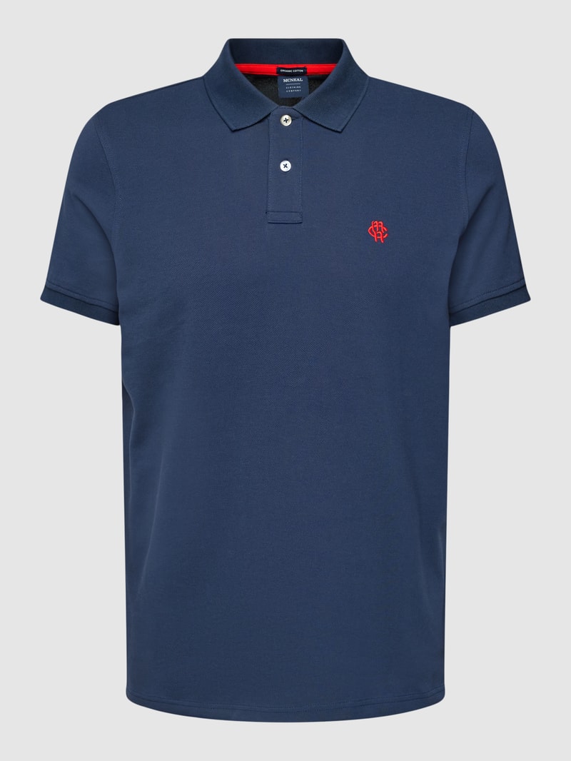 Poloshirt mit Logo-Stitching in marineblau