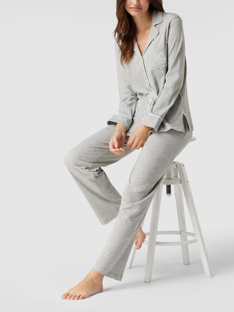 Pyjama aus Baumwoll-Modal-Mix in mittelgrau