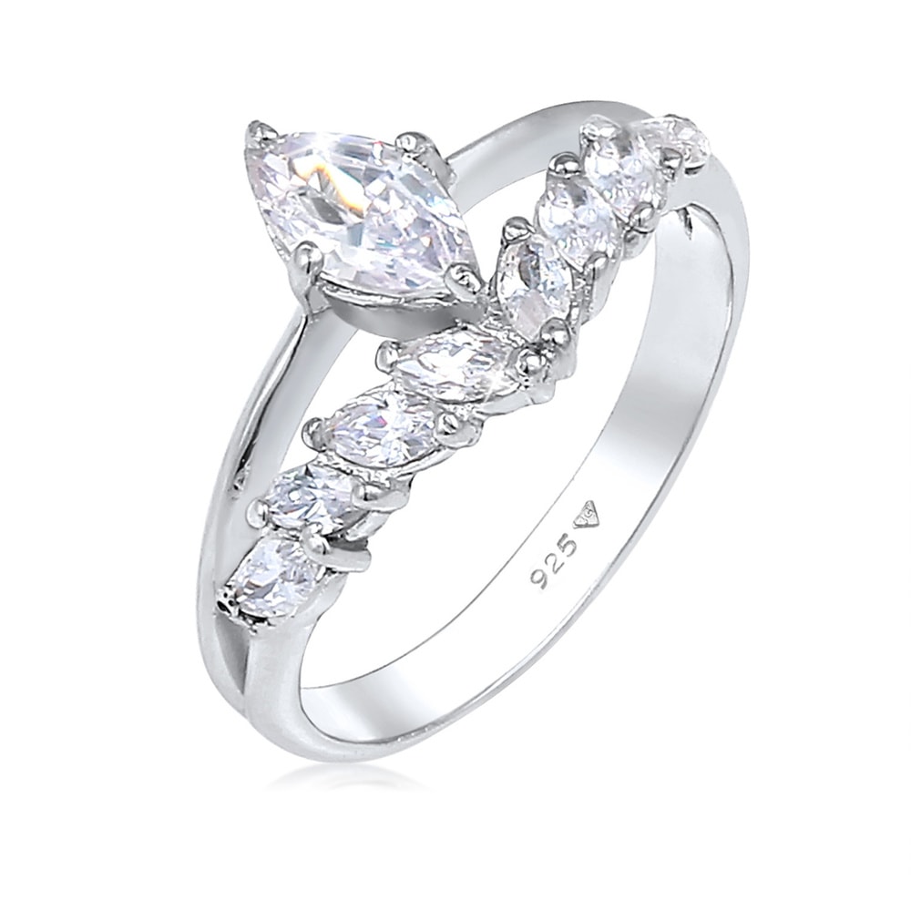 Elli PREMIUM Elli PREMIUM Bague Femmes Étincelant Élégant avec Cristaux de Zirconium en Argent Bague