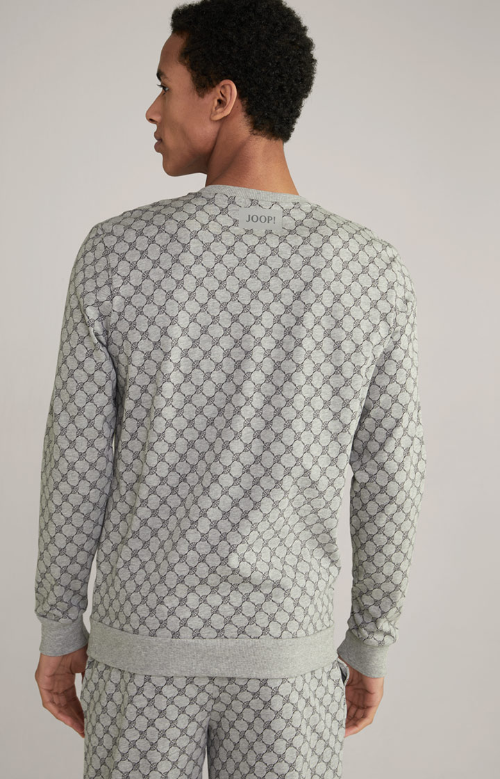 Loungewear Sweatshirt in Hellgrau Melange gemustert