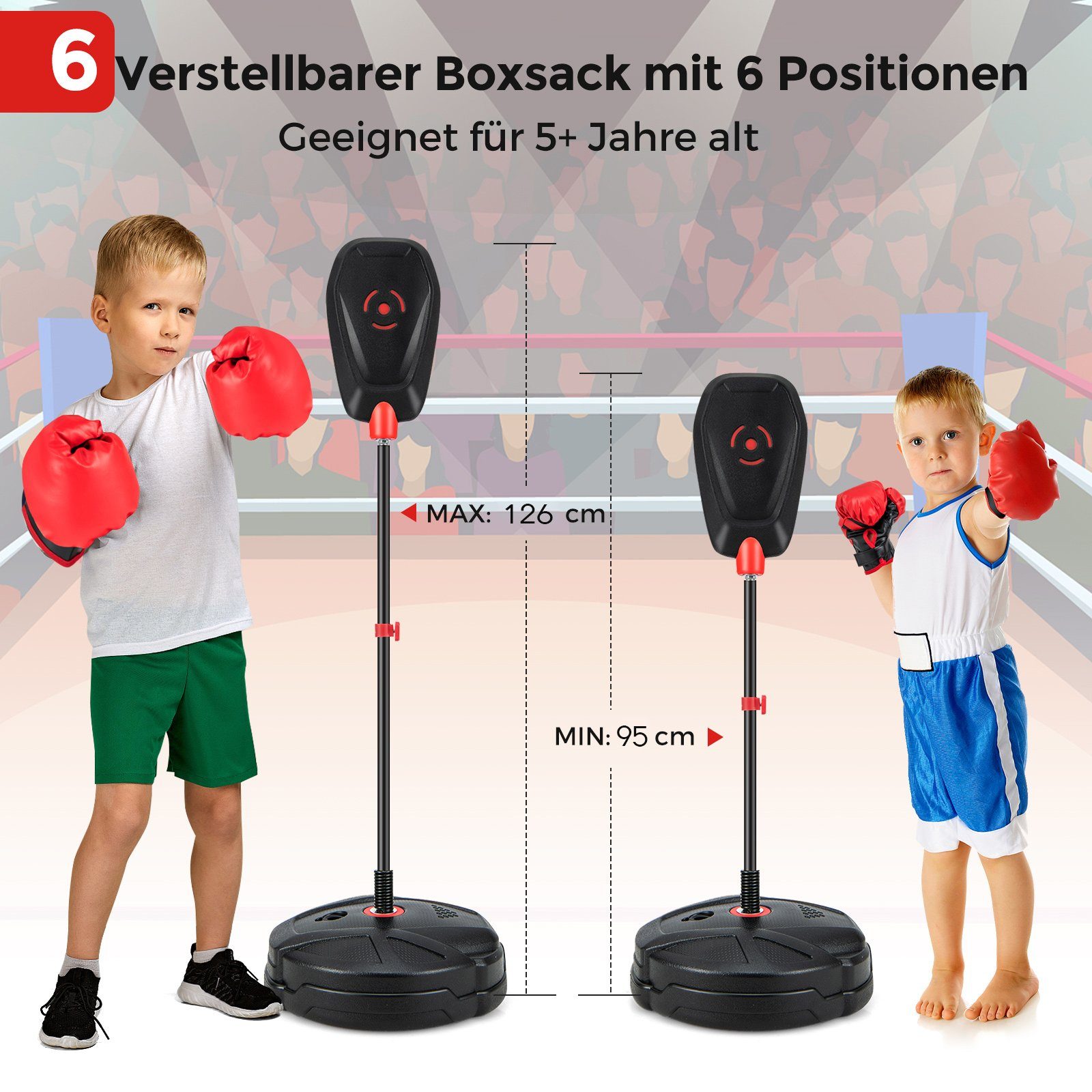 COSTWAY Punchingball Standboxsack, mit Boxhandschuhen