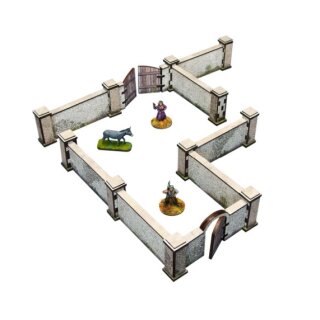 WW2 Normandy Stone Wall with Gate (high) (PREPAINTED)