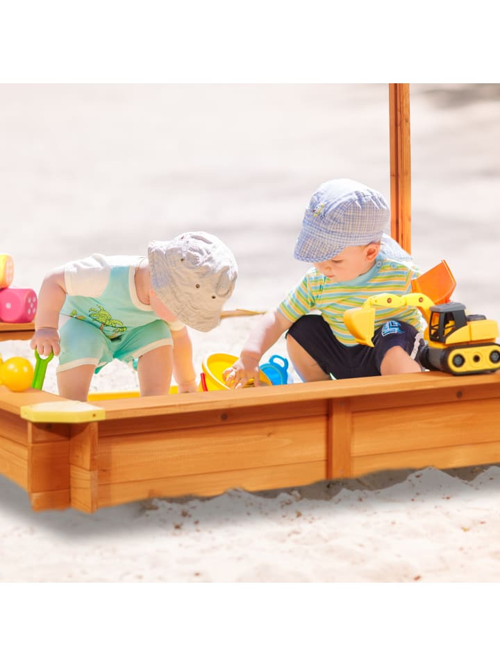 relaxdays Sandkasten in Natur - (B)117 x (H)117 x (T)117 cm günstig kaufen onesize