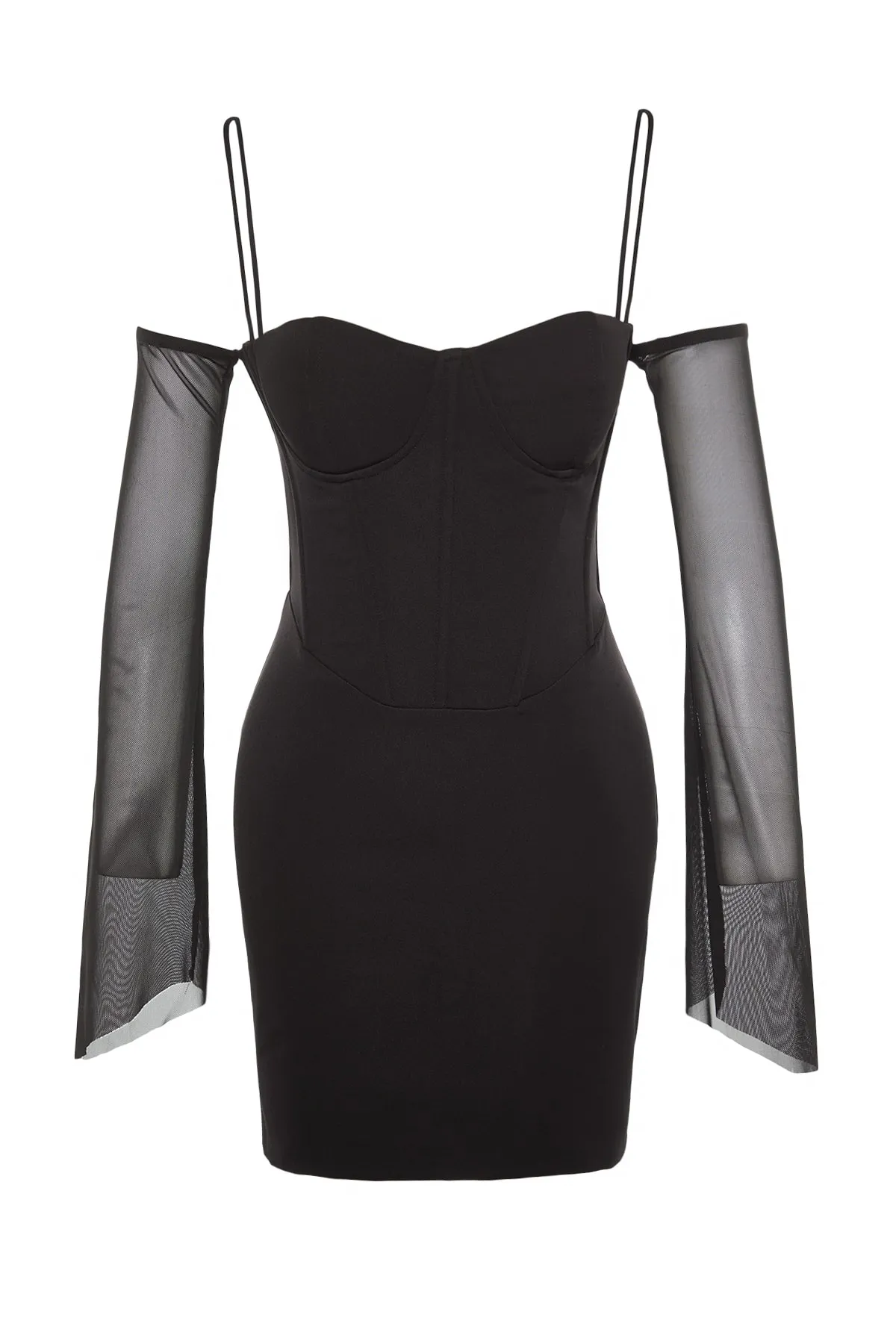 Trendyol Collection  Schwarzes, figurbetontes, gefüttertes, elegantes Abendkleid TPRAW23EL00052