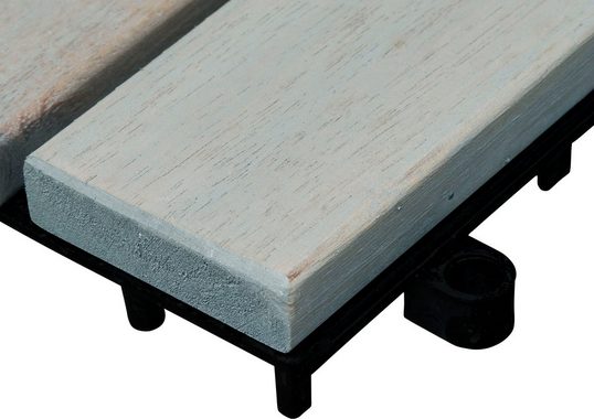 Gartenfreude Holzfliesen, Set, 10 St., 0,9 m², Akazienholz, wetterfest, mit Klickfunktion