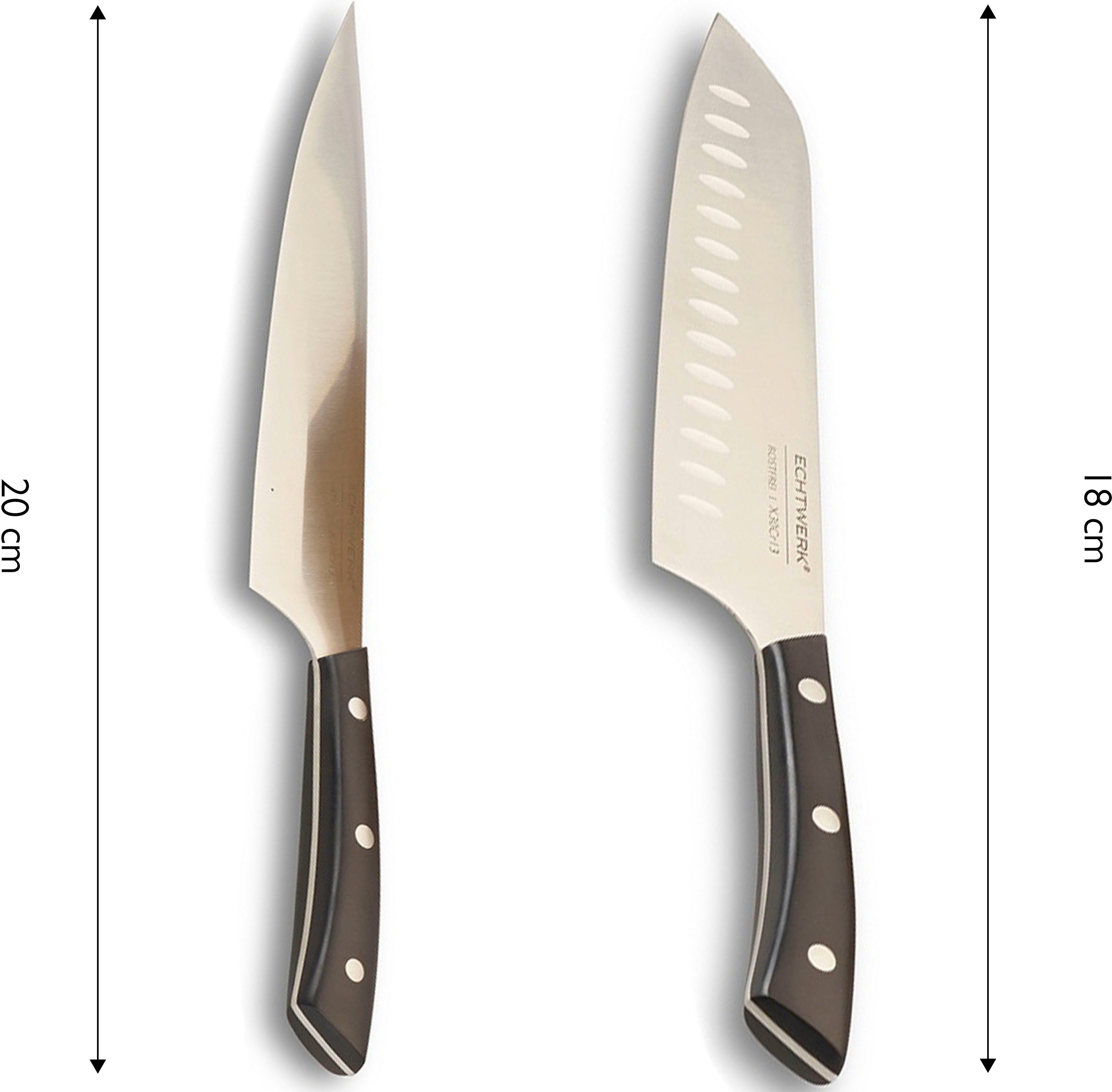 ECHTWERK Messerblock Premium (15tlg), aus Akazienholz mit Gummifüßen, Messer Set aus Klingenstahl, 15tlg