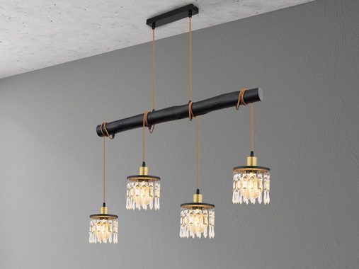 meineWunschleuchte LED Pendelleuchte, LED wechselbar, warmweiß, ausgefallene Designer Holzbalken Lampe für übern Esstisch hängend 85cm
