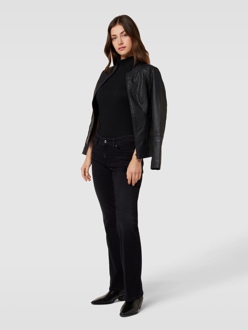 Lederjacke mit Reißverschluss Modell 'Gunilla' in schwarz