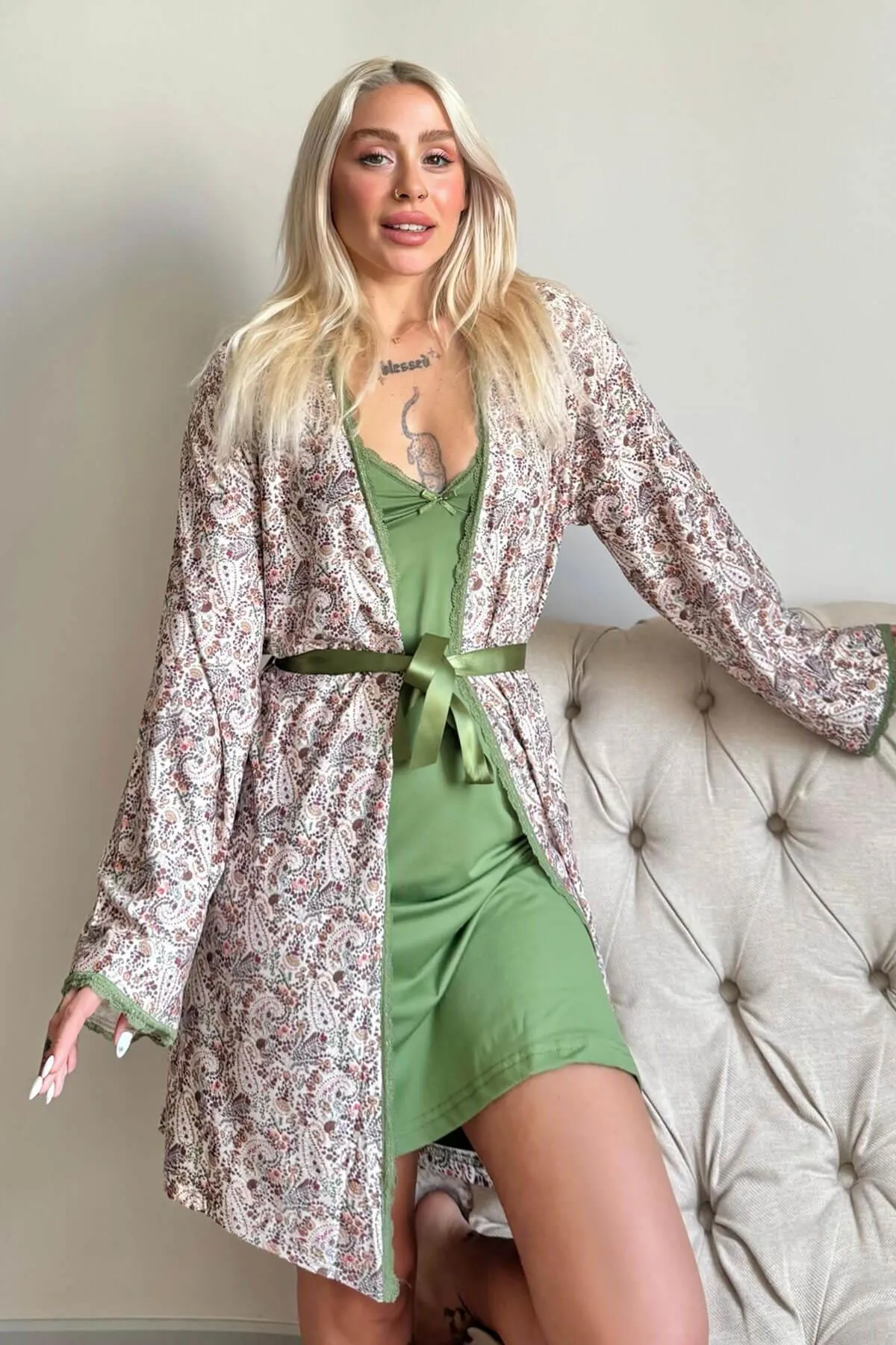Pijamaevi  Pyjama set - Grün - Unifarben