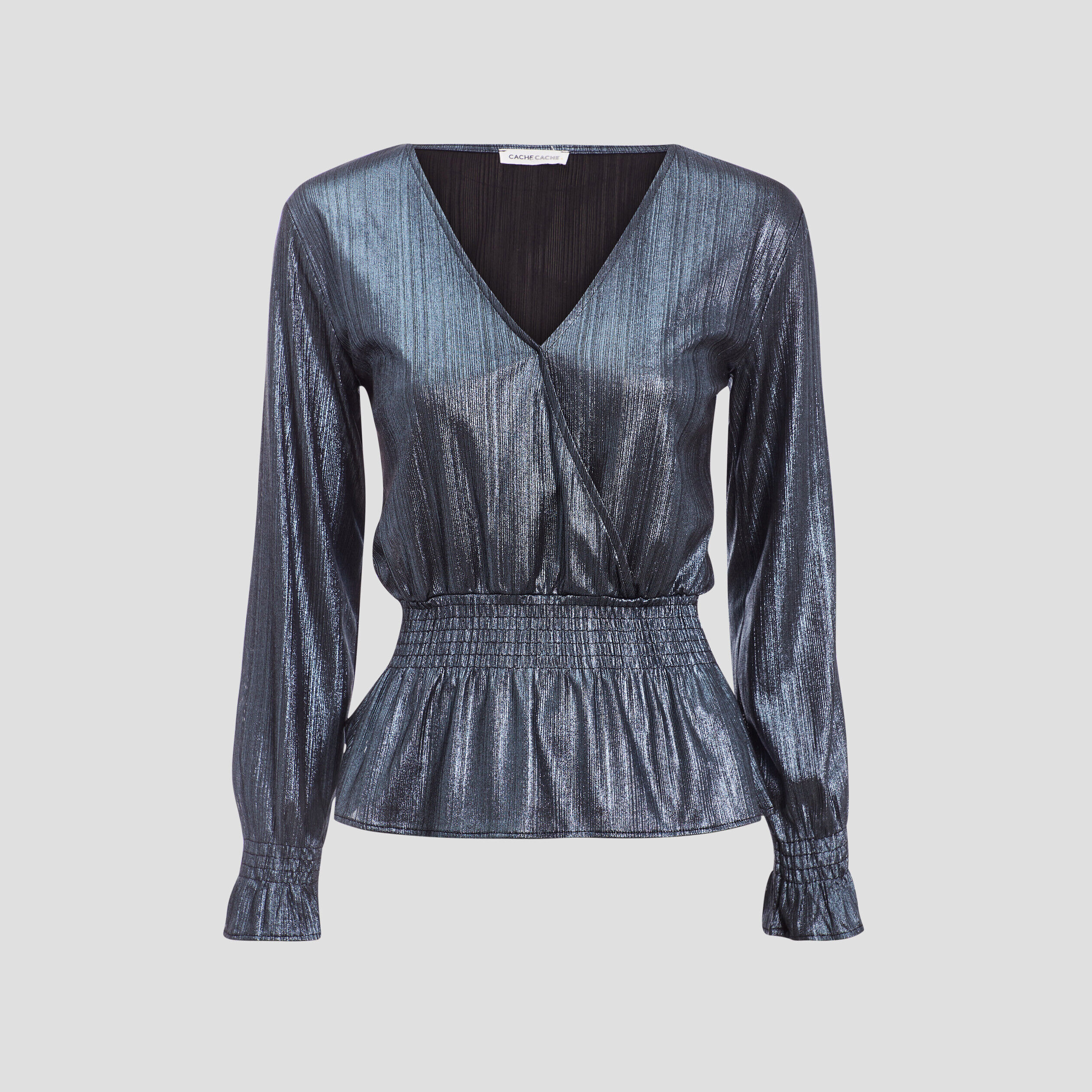 Blouse col cache-coeur gris clair femme | Cache Cache