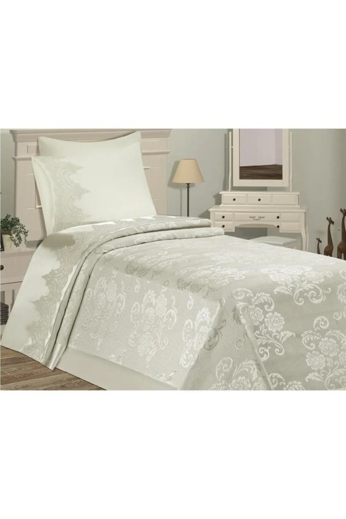 Çeyiz Diyarı  Einzelnes Piqué-Set Creme