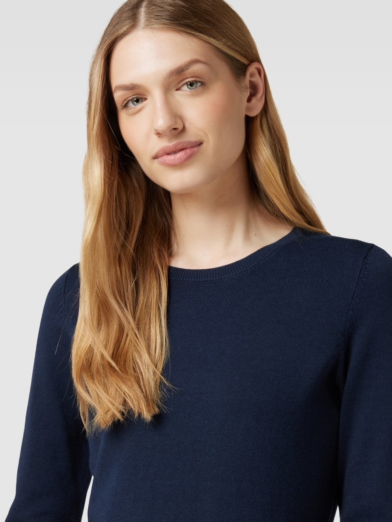 Strickpullover mit Rundhalsausschnitt in dunkelblau