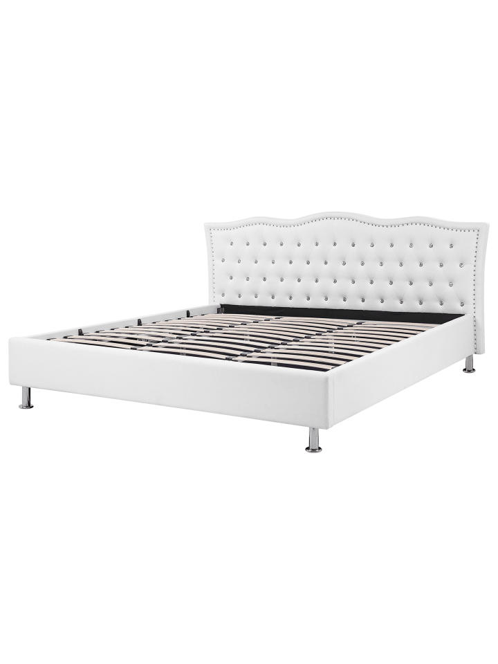 Beliani Doppelbett METZ in Weiß/Silber - (W) 212 x (H) 103 x (L) 215 cm günstig kaufen onesize