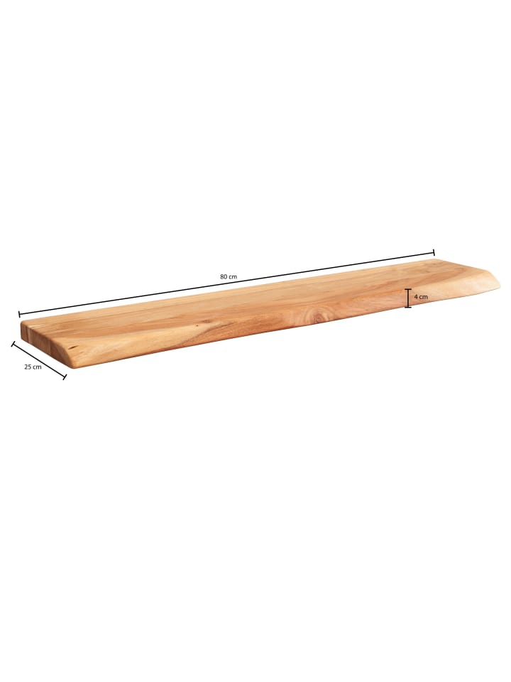 KADIMA DESIGN Wandregal mit Baumkante Massivholz 80 cm, Design Schweberegal günstig kaufen