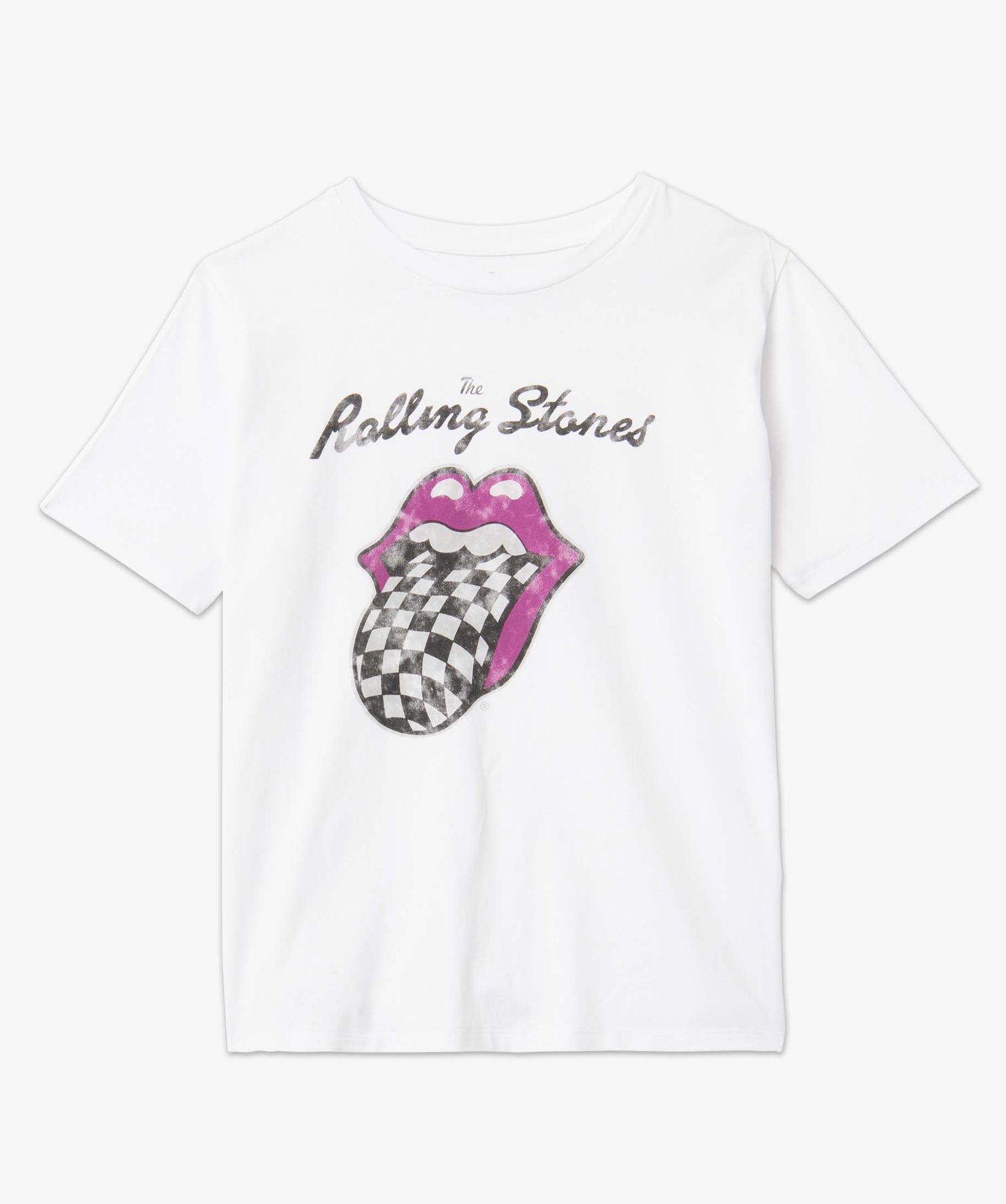 Tee-shirt femme à manches courtes avec motif - Rolling Stones blanc | GEMO