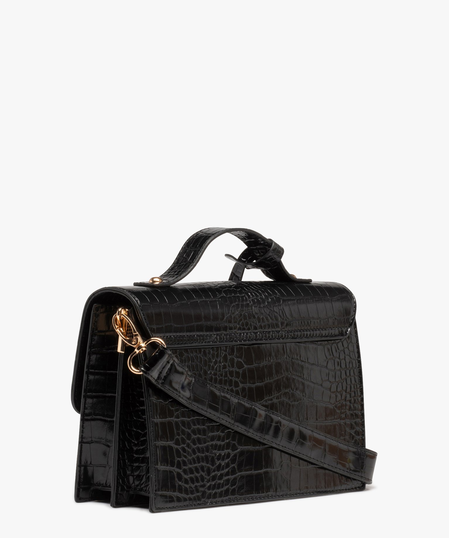 Sac à main verni motif animal en relief à bandoulière amo... noir | GEMO