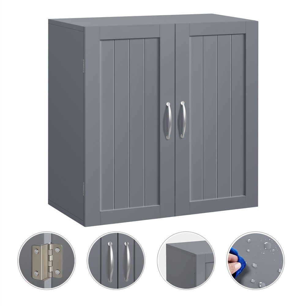 Yaheetech Badkommode Hängeschrank mit 2 Türen, Badschrank, Wandschrank, Küchenschrank, Medizinschrank, Weiß