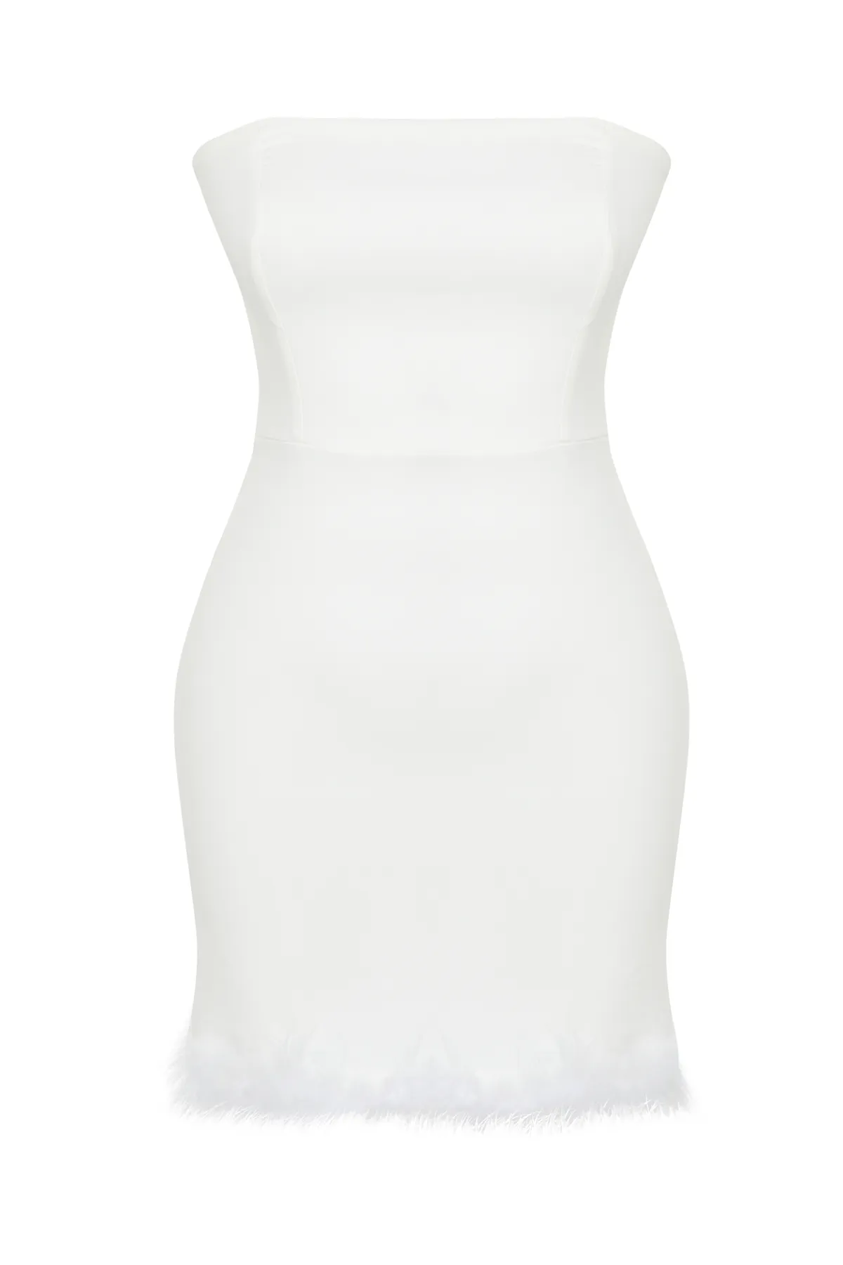 Trendyol Collection  Weißes, körperbetontes, gewebtes Hochzeits-/Hochzeits-Abendkleid in Weiß TPRSS24EL00115