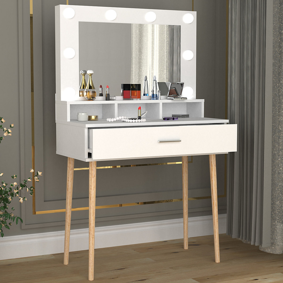 Schminktisch Frisiertisch Schminkschrank Spiegel Lindas