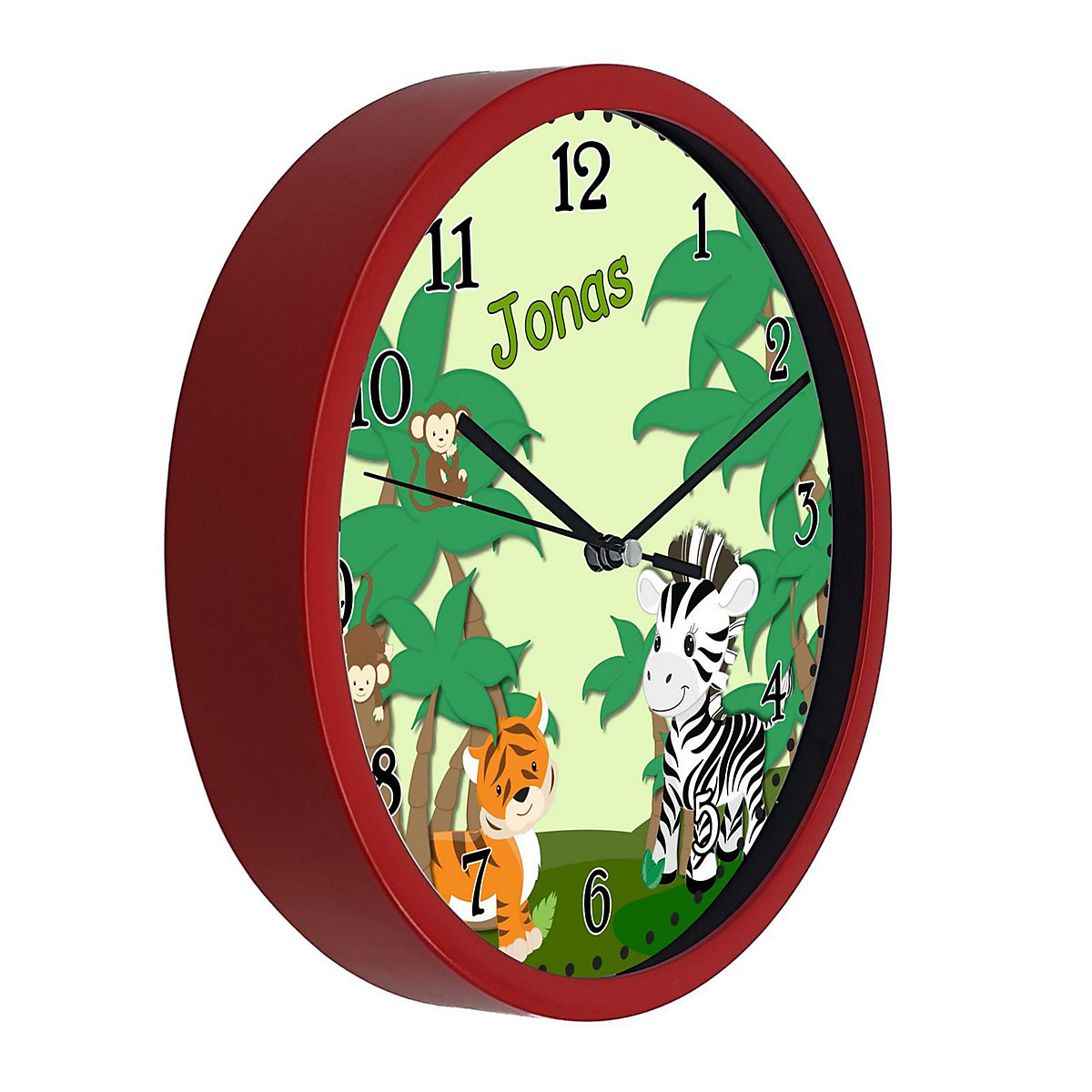 Kinder Wanduhr personalisiert mit Name Safari-Zebra