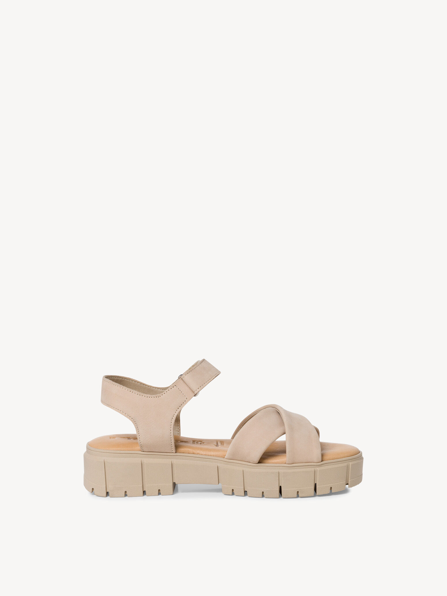 Sandale à talon en cuir - beige