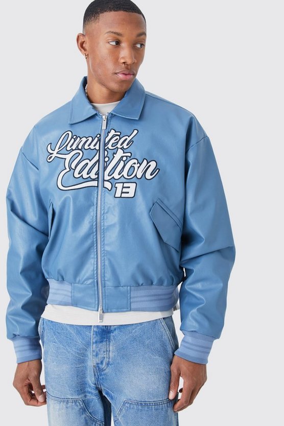 Kastige Limited Edition Bomberjacke mit PU-Kragen