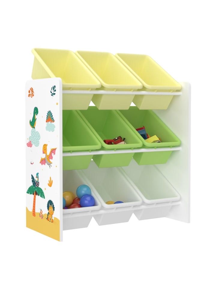 en.casa Kinderregal Muxía in Gelb Grün (H)60cm (B)62cm (T)26.5cm günstig kaufen onesize
