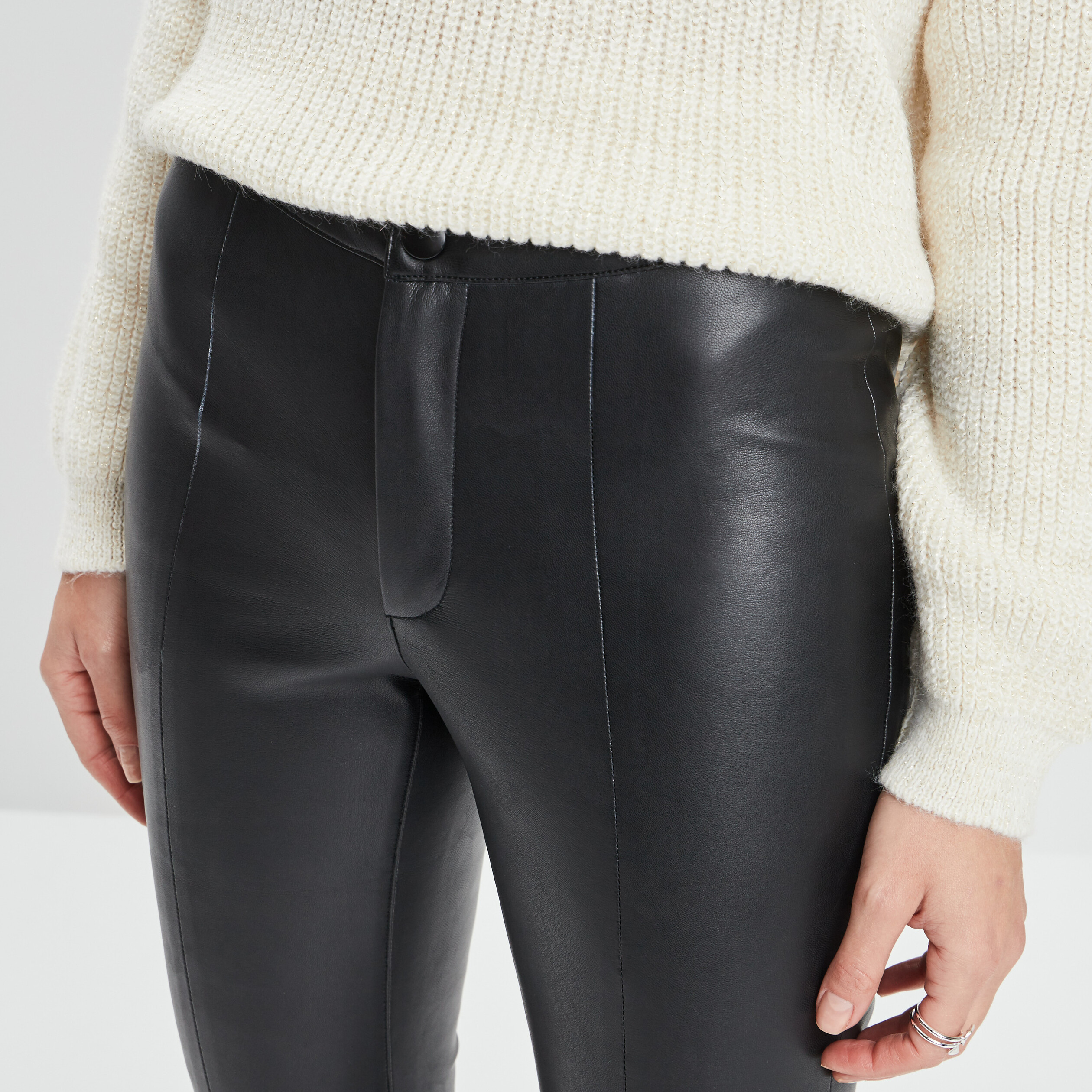 Pantalon flare simili cuir Liberto noir femme | La Halle