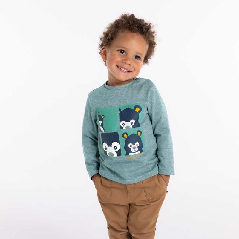 T-shirt animal zoom bleu bébé garçon