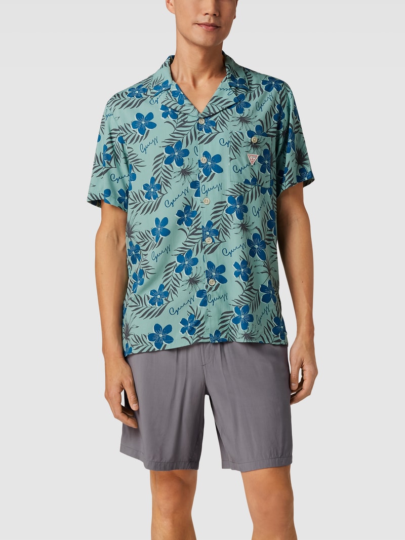 Pyjama mit Logo-Patch Modell 'SHORT PJ SET' in ozean blau