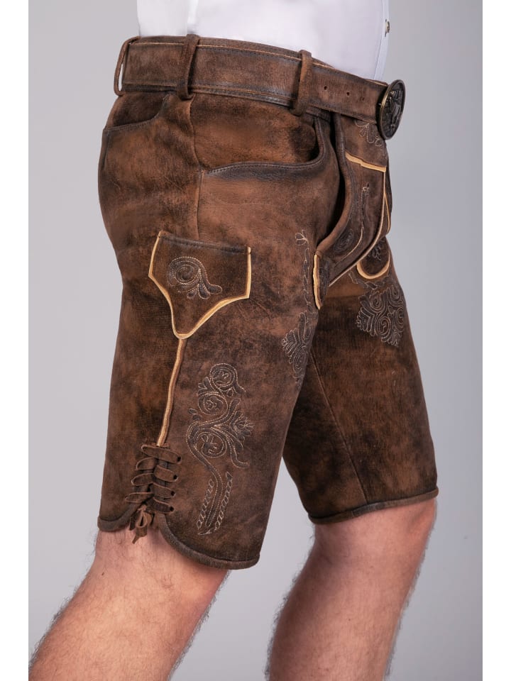 Edelnice Kurze Wildbock Lederhose Bernd in dunkelbraun günstig kaufen