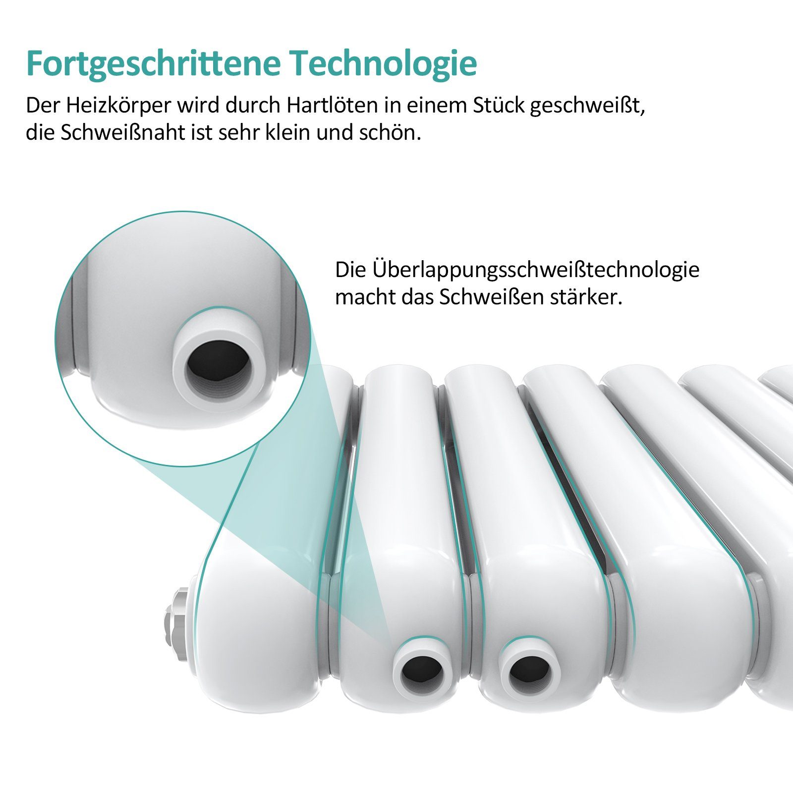 EMKE Heizkörper Heizkörper Röhrenheizkörper Design-Heizkörper Horizontal Weiß, Doppellagig Klein Heizung Seitenanschluss für Warmwasser Weiß
