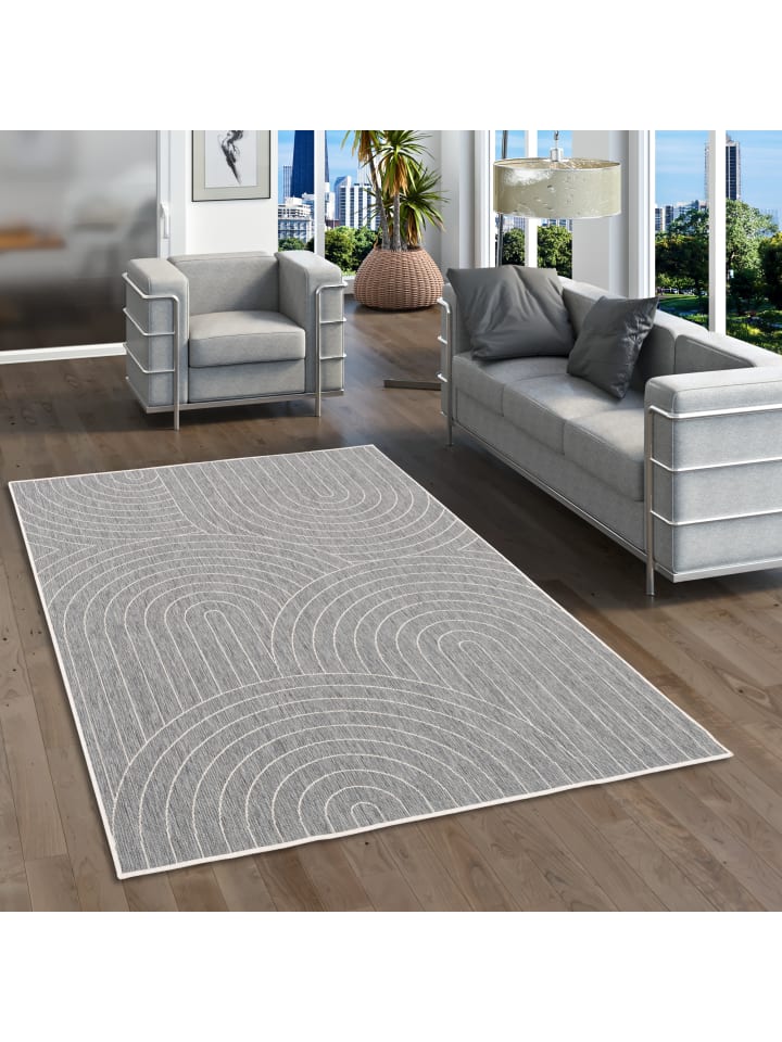 Pergamon In- und Outdoor Teppich Beidseitig Newport Urban in Grau Weiss günstig kaufen 80 x 150cm