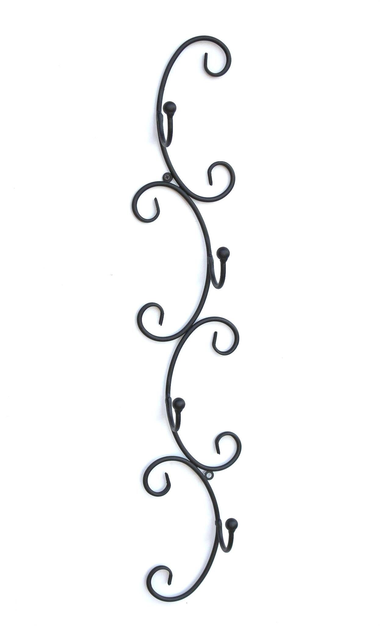DanDiBo Gläserhalter Tassenhalter Wand Schwarz Metall 68 cm Olivia Tassenhaken Küche Vintage Antik Becherhalter