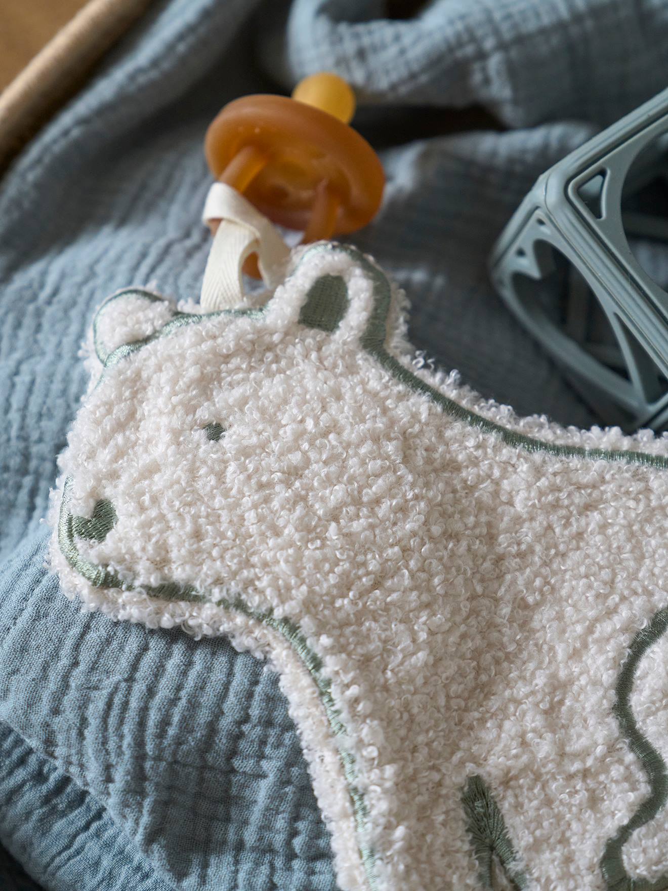 Vertbaudet Baby Schnullerkette mit Eisbär - wollweiß