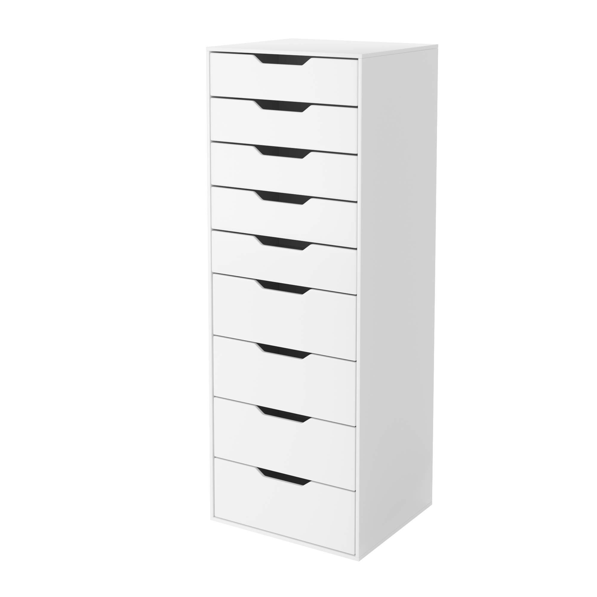 Homfa Kommode, Hochkommode, Schubladenschrank mit 9 Schubladen, weiß